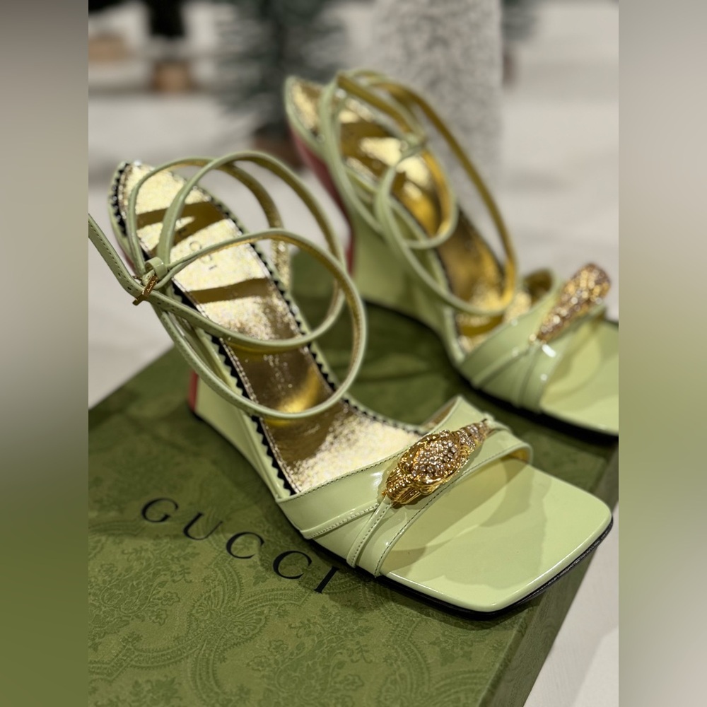 Gucci Leather heels pistachio green. - Picture 6 of 15